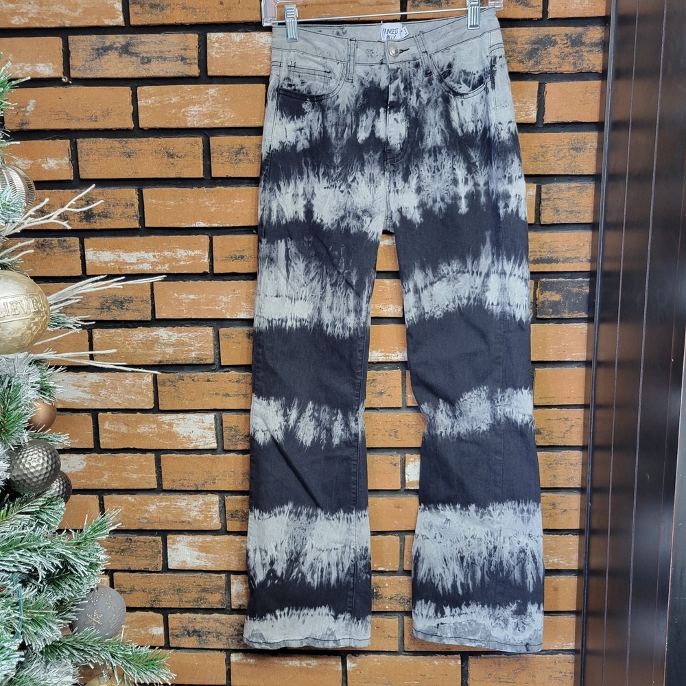 Princess Polly 90's Size 2 Black & White‎ Alabama Tie Dye Stretch Jeans EUC Vtg